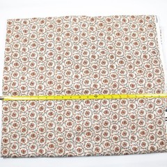 Brown Green Floral Circles Quilting Cotton Fabric 15×42 Lovely Primitive