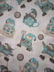 blue whimsical snowman fun fabric 21 x 17.5 inch new