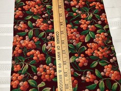 Berries & Leaves on Black Background Fabric by Concord Fabrics 1 Yard x 43” BTY