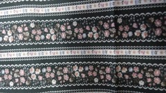 Vtg Striped Florals Fabric Unbranded Hunter Green Cotton/Blend Calico 5 Yds x44″