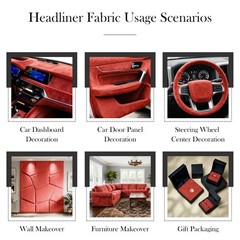 Red Suede Headliner Fabric, 54″ L×60″ W Car Headliner Material, Tela para Tap…