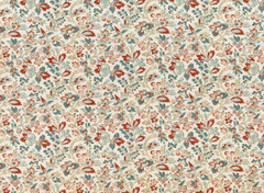 GUELL LAMADRID CURTAIN FABRIC DESIGN Lys 6 METRES COTTON BLEND AQUAMARINE/RED