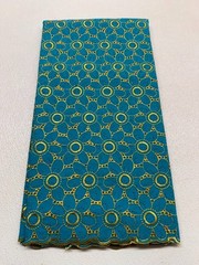 Turquoise Blue Gold Voile Lace| Gold Floral Lace Embroidery| Sold by 5 Yards.