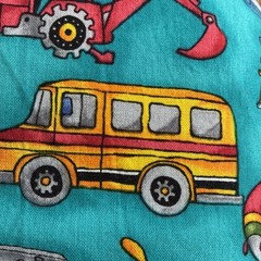 Hollytex Aqua Fabric with Colorful Trains, Trucks & Cars For Kids 3 YARDS