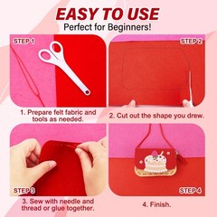 13 PCS 8×35 Inch Large Stiff Felt Fabric Sheets 1.2mm Thick Red Theme Crafts