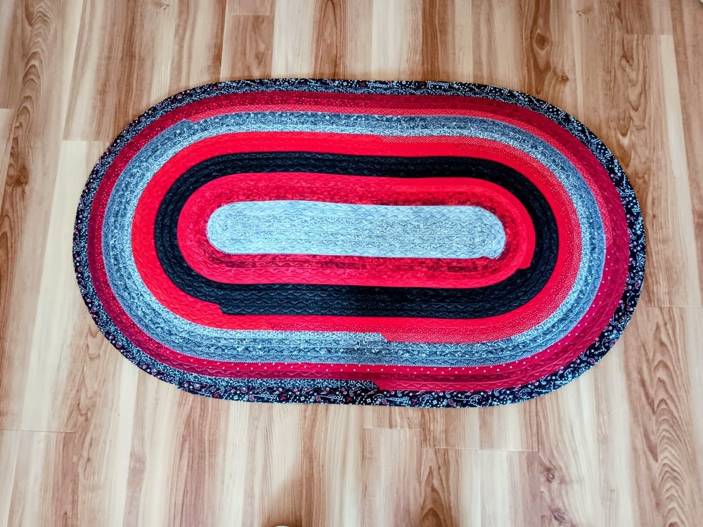 HANDMADE JELLY ROLL RUG 47″ X 26″
