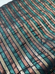 Vintage Fabric ~5 Yds Metallic Stripes (Black/Green/Gold/Copper) Costume/Craft