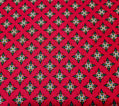 Laredo BTY Quilting Treasures Turquoise Green Black White Medallion on Deep Red