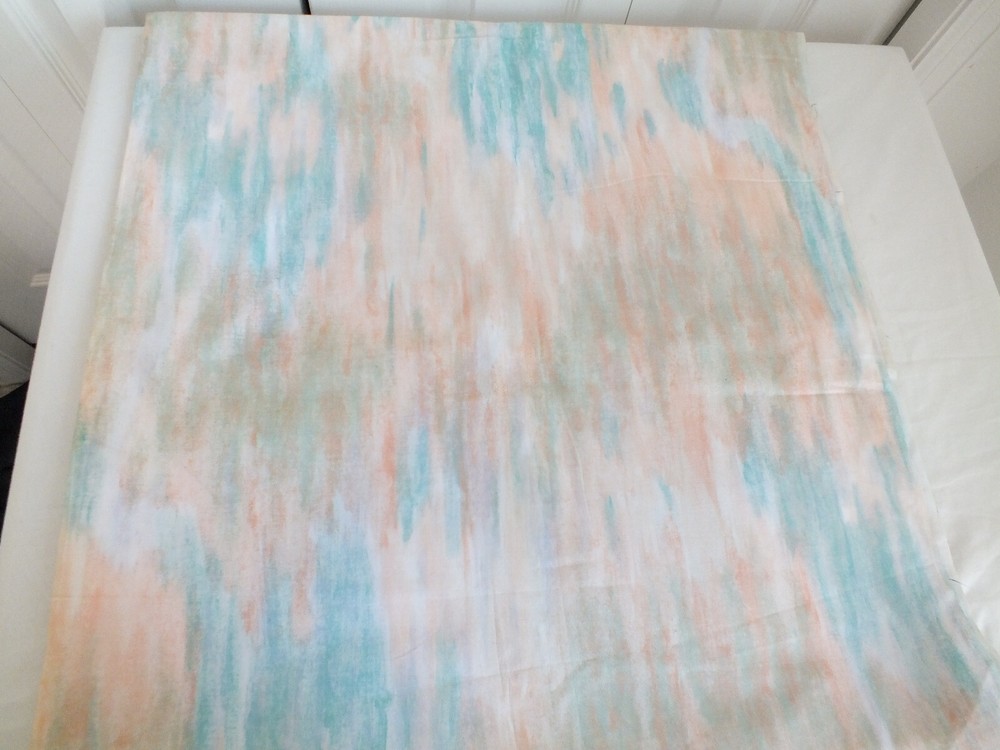 5 yards x 44″ PASTEL AQUA PEACH striated cotton fabric vintage OOP