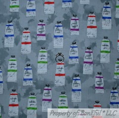 BonEful Fabric FQ Cotton Quilt Gray Paint Rainbow Hair Dye Art Gay Pride Unisex