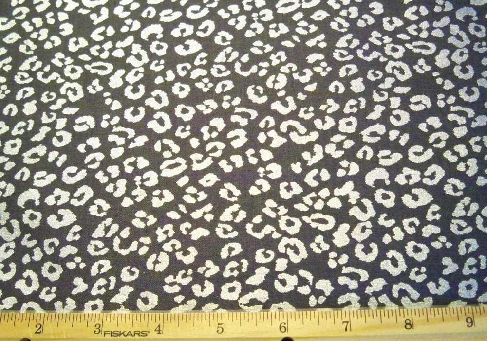 Kanvas Benartex “Simply Sterling” Metallic Silver Cheetah Black Cotton Fat Quar