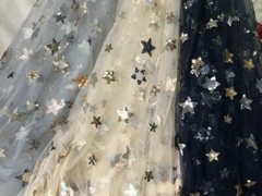 Soft Sequined Stars Tulle Lace Fabric for Weddings Tutu Dress Mantilla By Yard