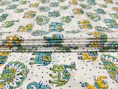 Indian Animal Hand Print Pure Cotton Fabric Dressmaking Running Craft By 5 Yard