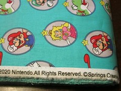 Super Mario Badge Green Cotton Fabric 1 Fat Quarter Nintendo Luigi Princess