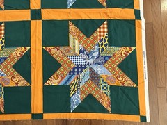 Star Quilt Fabric Pre-Printed Cheater Cotton United Kingdom Green Orange 55×106″