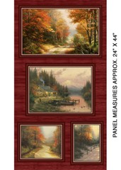 Autumn Colors Fall Trees Foliage Scenes Kinkade Cotton Benartex 24″ Panel