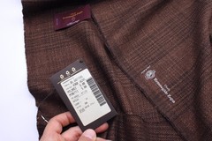 Ermenegildo Zegna Heritage Wool Silk Linen Blazer Fabric Tobacco Brown Check 300