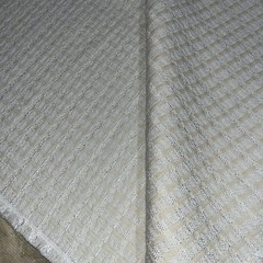 White Chenille Block On Solid. 58”w X 72” L. Decorator Interior Fabric