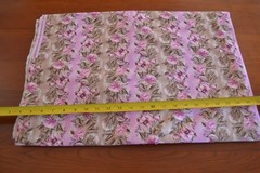 By 1/2 Yd, Pink Floral Stripes on Pink & Tan Quilting, RJR/Flourish/Beaves,M8755