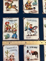 PANEL HAPPY TRAILS LIL COWHANDS BLOCKS BY MICHAEL MILLER COWBOYS FABRIC 22″X44″