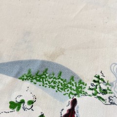 Vintage Christmas Double Border Santa & Vintage Children Cotton 1.5 yards x 59″