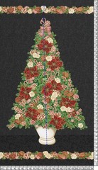 Robert Kaufman – Holiday Flourish Peppermint Twist – 24″ Tree Panel Black