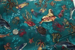 5Y+ x 44″ Vintage Wild Life Scenics Hoffman Fabric Ocean Beach Tropical Fish