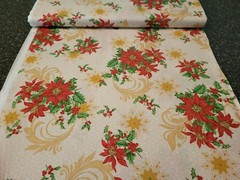 Festive Elegance BTY Studio 8 VIP Red Poinsettias Golden Tan