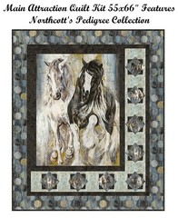 Pedigreen Horse Cotton Quilt fabric by Northcott 28025-98 Horses