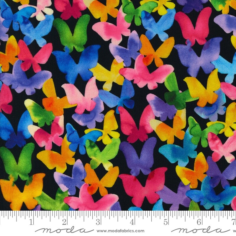 Playgrounds Butterflies Ink Black Amarilys Henderson for Moda 1/2 YD 2268 14