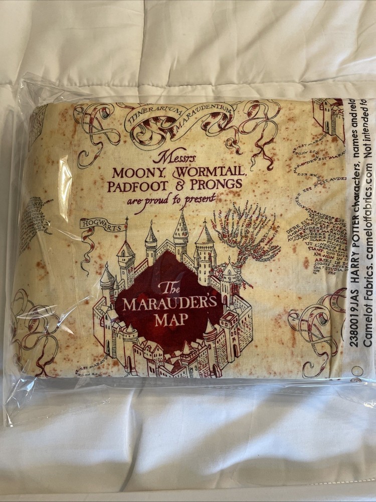 Harry Potter 4 yds Marauders Map Tan Cotton Camelot Fabric Wizarding World NWOT