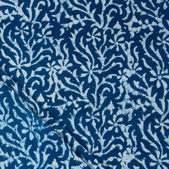 5 Yards Blue Indigo Block Print Fabric 100% Pure Cotton Dress making Fabric