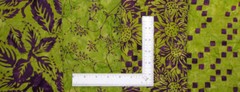 Hoffman Quilt Shop Quality Batik Fabric Set of 4 Fat Quarters Purple Lime Green