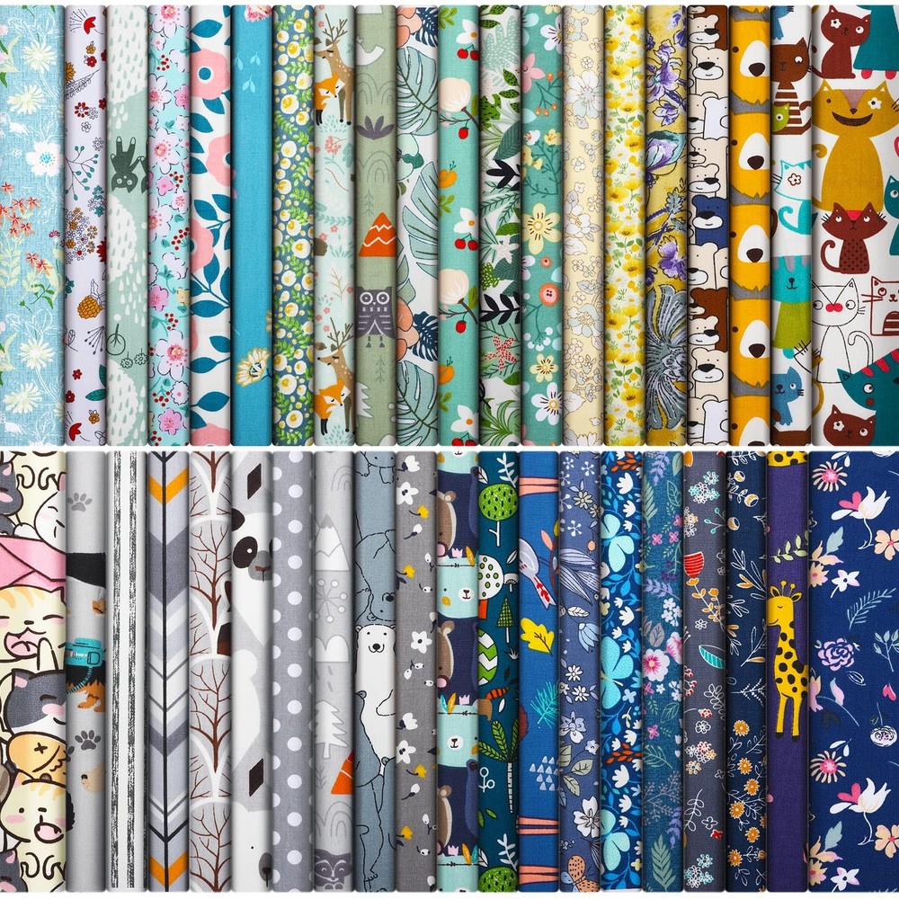 40 Pcs 10 x 10 Inches Cotton Fabric Bundle Squares Precut As Pictures Shown