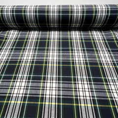 Green White Plaid Poplin P/C Uniform 5.5oz Fabric 61″ W Lot of 3 Yards for $15