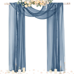 Wedding Arch Draping Fabric 29″ X 20Ft 4 Panels Dusty Blue Sheer Outdoor Curtain