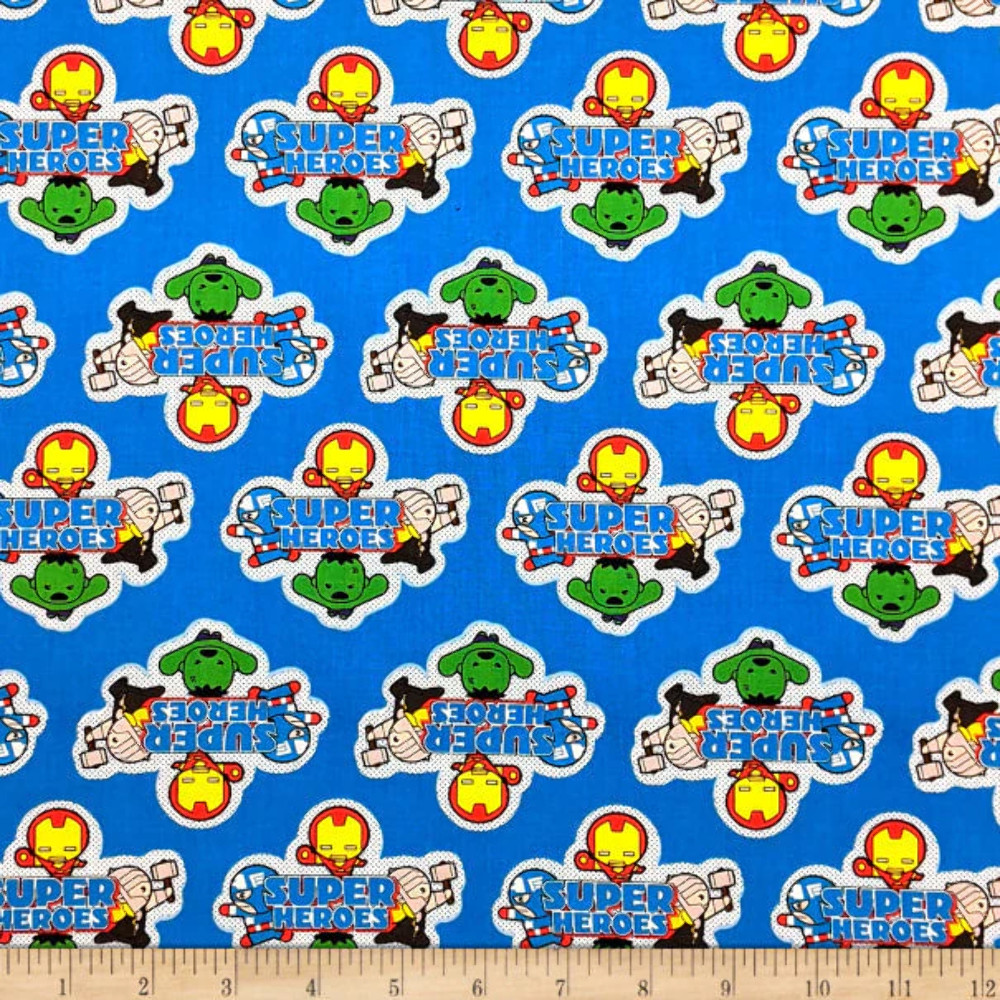 Marvel Avengers Kawaii Super Heroes Multi Cotton Fabric