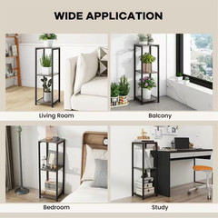 2 Pieces 36 In. X 12 In. X 12 In. Grey & Black Metal Outdoor Plant Stand Corner