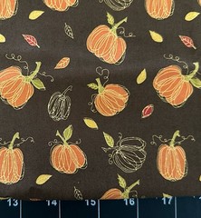 Tina SCRAP 9″x21″ Leaf Pumpkin Fall Autumn Harvest Swirl Brown Cotton Fabric