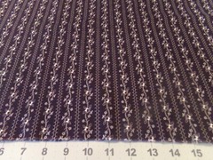1 YD X 42″ VINTAGE BLACK W/WHITE FLORAL STRIPES UNIQUE NEW COTTON #8000