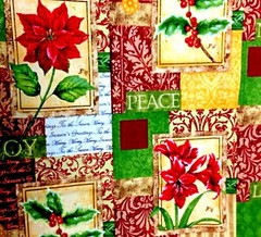 Holiday Christmas’ Tis the Season’ Florals Scrip cotton fabric BTHY 18″ x 42″