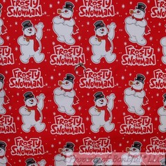 BonEful FABRIC FQ Cotton Quilt VTG Red White Frosty The Snowman Unisex Movie NEW