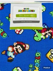 Nintendo Super Mario World Video Game Fabric Fat Quarter 18×22 100% Cotton X3