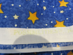 Nancy J. Smith & Lynda S. Milligan COTTON FABRIC BLUE ORANGE YELLOW STARS 2 YDS