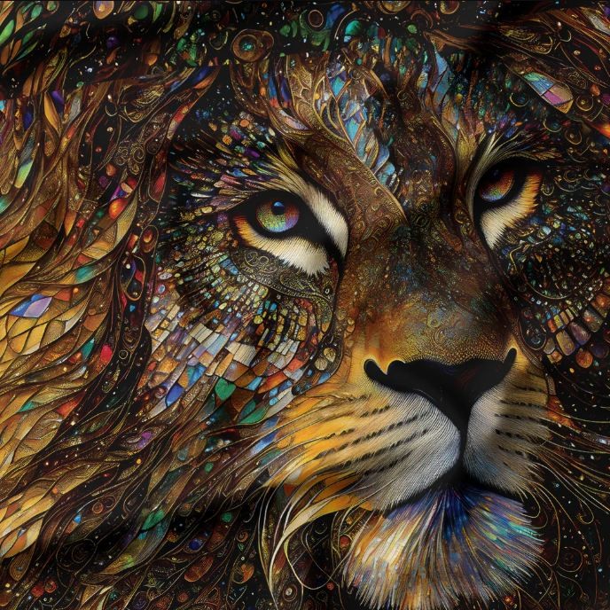 35.5″ X 44″ Panel Guilded Collection Majestic Lion Animal Cotton Fabric D375.93