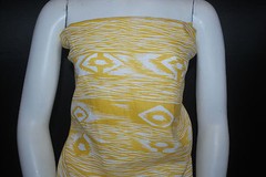 European Linen 100% Natural Fiber Beautifull Ethnic Print 5oz Mustard Off White