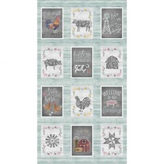 Chalk Barn Panel Teal/Multl Chalk Barn By Shannon Roberts Benartex 24 x44