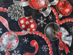HOBBY LOBBY FABRIC~Xmas Ornaments~BLACK RED METALLIC SILVER~Pine Cones~Snowflake