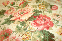 1 of 23 yds P Kaufmann Fabric Darlene Floral Coral multi Upholstery 54″w