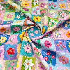 150cm Colorful plaid cotton fabric Non-fading For Top Shorts Headband Bedding